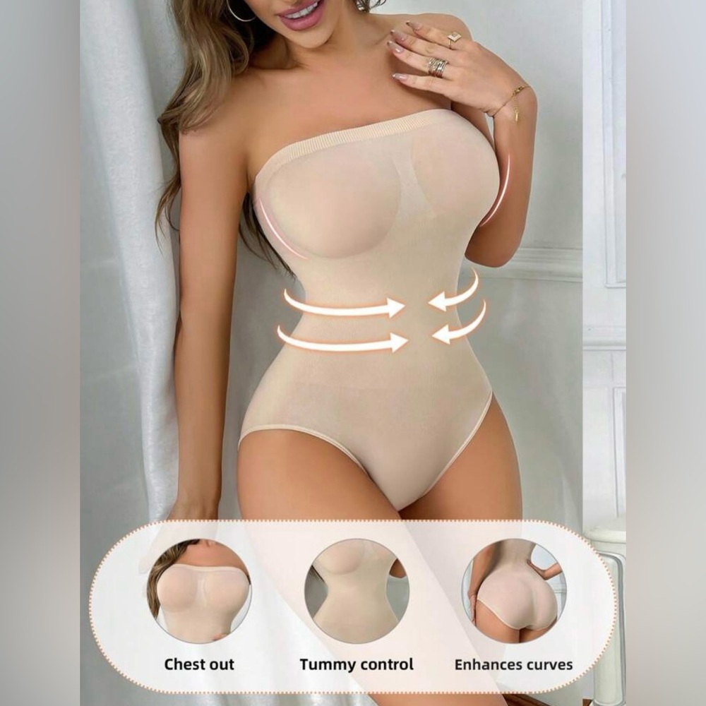 Women's Seamless Body Shaper Bodysuit, Solid Color, Slim Fit